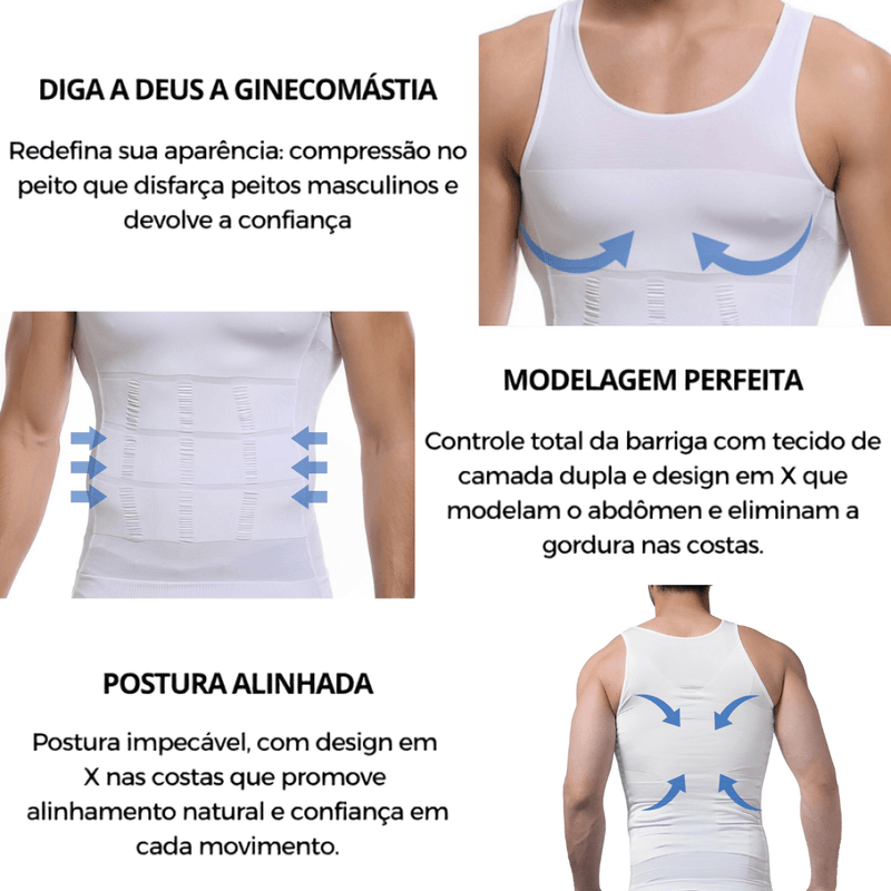 Camisa de Compressão Masculina Fit Shape Pro® Ultrafina: Postura e Modelagem Corporal